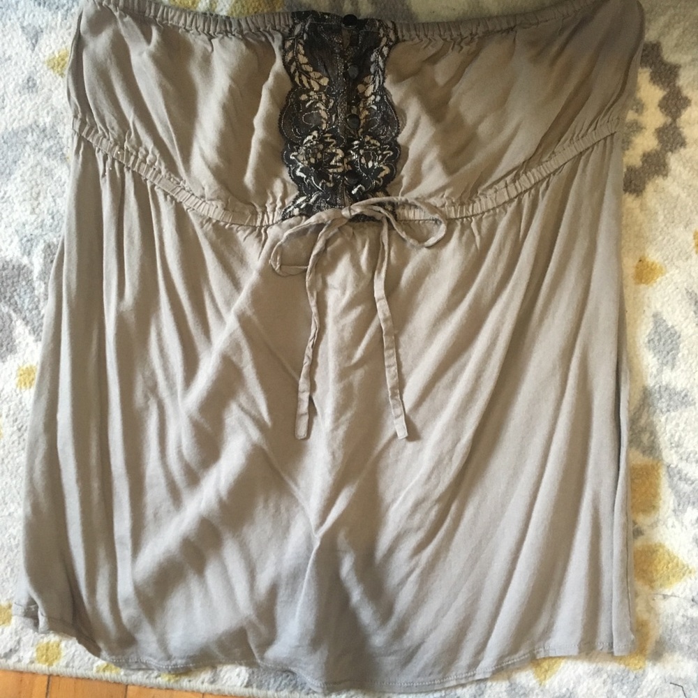 Strapless top with lace detail